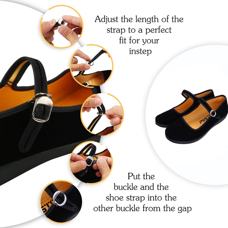 pestor Mary Jane Shoes for Women Ballet Flats Women's Flat Shoes Ballerina Halloween Black Mary Janes (Buckle, Adult, Women, 8, Numeric, US Footwear Size System, Medium) - Image 3